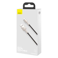 Заредете изображение във визуализатора на галерията – Baseus Cafule Metal Data USB - Lightning cable 2.4 A 0.25 m black (CALJK-01) - TopMag
