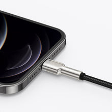 Заредете изображение във визуализатора на галерията – Baseus Cafule Metal Data USB - Lightning cable 2.4 A 0.25 m black (CALJK-01) - TopMag
