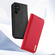 Заредете изображение във визуализатора на галерията – Dux Ducis Hivo case for Samsung Galaxy S23 flip cover wallet stand RFID blocking red
