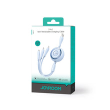 Заредете изображение във визуализатора на галерията – Joyroom S-A40 Colorful Series 3in1 retractable cable USB-A to USB-C / Lightning / microUSB 1m - blue
