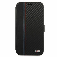 Заредете изображение във визуализатора на галерията – Etui BMW BMFLBKP12SMCARBK iPhone 12 mini 5,4" czarny/black book M Collection PU Carbon Stripe - TopMag
