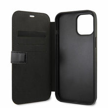 Заредете изображение във визуализатора на галерията – Etui BMW BMFLBKP12SMCARBK iPhone 12 mini 5,4" czarny/black book M Collection PU Carbon Stripe - TopMag
