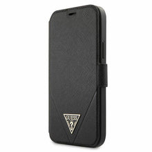 Заредете изображение във визуализатора на галерията – Guess GUFLBKP12SVSATMLBK iPhone 12 mini 5,4" czarny/black book Saffiano - TopMag
