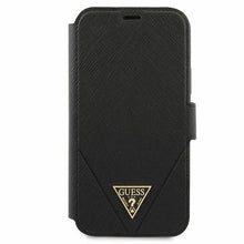Заредете изображение във визуализатора на галерията – Guess GUFLBKP12SVSATMLBK iPhone 12 mini 5,4" czarny/black book Saffiano - TopMag
