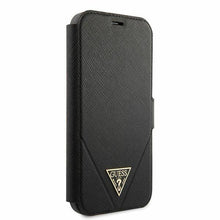 Заредете изображение във визуализатора на галерията – Guess GUFLBKP12SVSATMLBK iPhone 12 mini 5,4" czarny/black book Saffiano - TopMag
