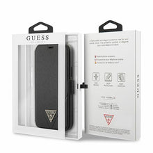 Заредете изображение във визуализатора на галерията – Guess GUFLBKP12SVSATMLBK iPhone 12 mini 5,4" czarny/black book Saffiano - TopMag
