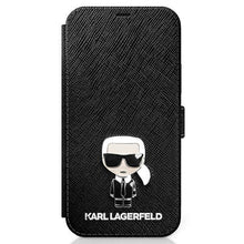 Заредете изображение във визуализатора на галерията – Karl Lagerfeld KLFLBKP12LIKMSBK iPhone 12 Pro Max 6,7" czarny/black book Saffiano Ikonik Metal - TopMag
