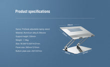 Заредете изображение във визуализатора на галерията – Nillkin ProDesk adjustable laptop stand silver
