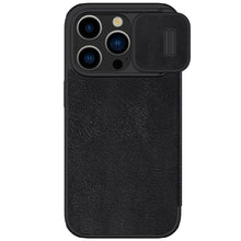 Заредете изображение във визуализатора на галерията – Nillkin Qin Pro Leather Flip Camera Cover Case for iPhone 15 Pro Max - Black
