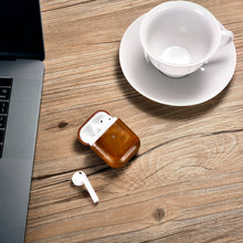 Заредете изображение във визуализатора на галерията – iCarer Leather Oil Wax Genuine Leather Case for AirPods 2 / AirPods 1 light brown (WMAP011-BN)

