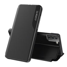 Заредете изображение във визуализатора на галерията – Eco Leather View Case elegant bookcase type case with kickstand for Samsung Galaxy S21+ 5G (S21 Plus 5G) black - TopMag
