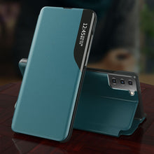 Заредете изображение във визуализатора на галерията – Eco Leather View Case elegant bookcase type case with kickstand for Samsung Galaxy S21+ 5G (S21 Plus 5G) orange - TopMag

