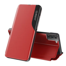 Заредете изображение във визуализатора на галерията – Eco Leather View Case elegant bookcase type case with kickstand for Samsung Galaxy S21+ 5G (S21 Plus 5G) red - TopMag
