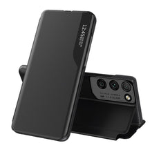 Заредете изображение във визуализатора на галерията – Eco Leather View Case elegant bookcase type case with kickstand for Samsung Galaxy S21 Ultra 5G black - TopMag
