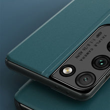 Заредете изображение във визуализатора на галерията – Eco Leather View Case elegant bookcase type case with kickstand for Samsung Galaxy S21 Ultra 5G red - TopMag
