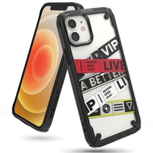 Заредете изображение във визуализатора на галерията – Ringke Fusion X Design durable PC Case with TPU Bumper for iPhone 12 mini black (Ticket band) (XDAP0019) - TopMag
