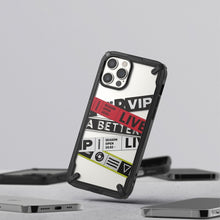 Заредете изображение във визуализатора на галерията – Ringke Fusion X Design durable PC Case with TPU Bumper for iPhone 12 Pro Max black (Ticket band) (XDAP0025) - TopMag
