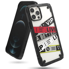 Заредете изображение във визуализатора на галерията – Ringke Fusion X Design durable PC Case with TPU Bumper for iPhone 12 Pro Max black (Ticket band) (XDAP0025) - TopMag

