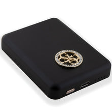 Заредете изображение във визуализатора на галерията – Original Power Bank - GUESS GUPBM3AL4DMK 3000mAh 5W MagSafe 4G Strassed Metal Logo - Black
