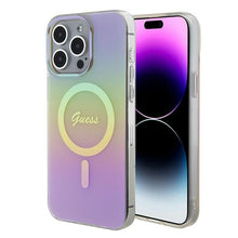 Заредете изображение във визуализатора на галерията – Original Case GUESS IML Iridescent Magsafe hardcase GUHMP15XHITSP for Iphone 15 Pro Max pink
