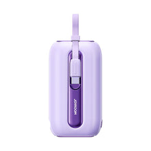 Заредете изображение във визуализатора на галерията – Joyroom power bank 10000mAh Colorful Series 22.5W with 2 built-in USB-C and Lightning cables purple (JR-L012)
