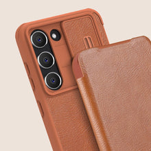 Заредете изображение във визуализатора на галерията – Nillkin Qin Leather Pro Case for Samsung Galaxy S23+ flip cover camera cover black
