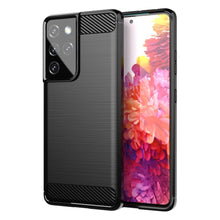 Заредете изображение във визуализатора на галерията – Carbon Case Flexible Cover TPU Case for Samsung Galaxy S21 Ultra 5G black - TopMag
