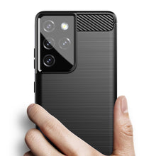 Заредете изображение във визуализатора на галерията – Carbon Case Flexible Cover TPU Case for Samsung Galaxy S21 Ultra 5G black - TopMag

