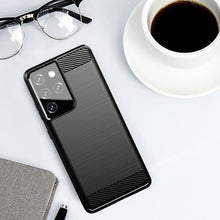 Заредете изображение във визуализатора на галерията – Carbon Case Flexible Cover TPU Case for Samsung Galaxy S21 Ultra 5G blue - TopMag
