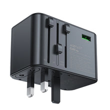 Заредете изображение във визуализатора на галерията – Acefast Z1 GaN 75W PD travel charger adapter 3x USB-C 2x USB-A - black
