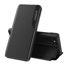 Заредете изображение във визуализатора на галерията – Eco Leather View Case elegant bookcase type case with kickstand for Samsung Galaxy A52s 5G / A52 5G / A52 4G black - TopMag
