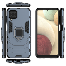 Заредете изображение във визуализатора на галерията – Ring Armor Case Kickstand Tough Rugged Cover for Samsung Galaxy A12 / Galaxy M12 blue - TopMag
