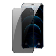 Заредете изображение във визуализатора на галерията – Baseus 2x Full screen 0,3 mm Anti Spy tempered glass with a frame iPhone 12 Pro / iPhone 12 (SGAPIPH61P-KS01) (case friendly) - TopMag
