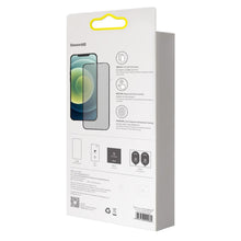 Заредете изображение във визуализатора на галерията – Baseus 2x Full screen 0,3 mm Anti Spy tempered glass with a frame iPhone 12 Pro / iPhone 12 (SGAPIPH61P-KS01) (case friendly) - TopMag
