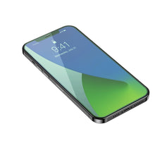 Заредете изображение във визуализатора на галерията – Baseus 2x 0,15 mm Eye Protection Full Coverage Green Tempered Glass Film with Anti Blue Light Filter for iPhone 12 mini (SGAPIPH54N-LP02) - TopMag
