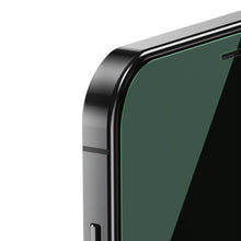 Заредете изображение във визуализатора на галерията – Baseus 2x 0,15 mm Eye Protection Full Coverage Green Tempered Glass Film with Anti Blue Light Filter for iPhone 12 mini (SGAPIPH54N-LP02) - TopMag
