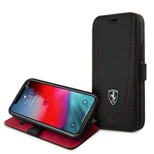 Заредете изображение във визуализатора на галерията – Ferrari FEOGOFLBKP12SBK iPhone 12 mini 5,4" czarny/black book Off Track Perforated - TopMag
