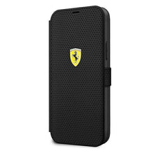 Заредете изображение във визуализатора на галерията – Ferrari FESPEFLBKP12LBK iPhone 12 Pro Max 6,7" czarny/black book On Track Perforated - TopMag
