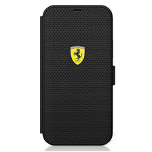 Заредете изображение във визуализатора на галерията – Ferrari FESPEFLBKP12LBK iPhone 12 Pro Max 6,7" czarny/black book On Track Perforated - TopMag
