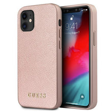 Заредете изображение във визуализатора на галерията – Guess GUHCP12SIGLRG iPhone 12 mini 5,4" różowo-złoty/rose gold hardcase Iridescent - TopMag
