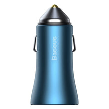 Заредете изображение във визуализатора на галерията – Baseus Golden Contactor Pro Fast Car Charger 2x USB 40 W Quick Charge SCP FCP AFC Blue (CCJD-A03) - TopMag
