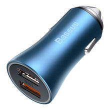 Заредете изображение във визуализатора на галерията – Baseus Golden Contactor Pro Fast Car Charger 2x USB 40 W Quick Charge SCP FCP AFC Blue (CCJD-A03) - TopMag
