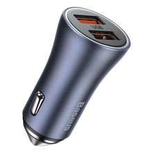 Заредете изображение във визуализатора на галерията – Baseus Golden Contactor Pro quick car charger 2x USB 40 W Quick Charge SCP FCP AFC + USB - USB Type C cable gray (TZCCJD-A0G) - TopMag
