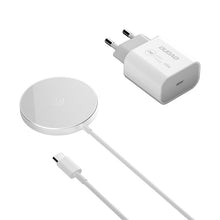Заредете изображение във визуализатора на галерията – Dudao Kit 15W Magnetic Wireless Charger Qi and 20W AC Charger (MagSafe Compatible) White (A12XS) - TopMag
