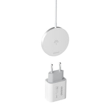 Заредете изображение във визуализатора на галерията – Dudao Kit 15W Magnetic Wireless Charger Qi and 20W AC Charger (MagSafe Compatible) White (A12XS) - TopMag
