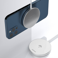 Заредете изображение във визуализатора на галерията – Dudao Kit 15W Magnetic Wireless Charger Qi and 20W AC Charger (MagSafe Compatible) White (A12XS) - TopMag
