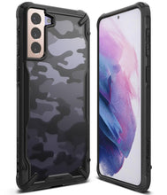 Заредете изображение във визуализатора на галерията – Ringke Fusion X Design durable PC Case with TPU Bumper for Samsung Galaxy S21+ 5G (S21 Plus 5G) Camo Black (XDSG0045) - TopMag

