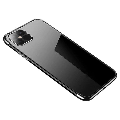 Clear Color Case Gel TPU Electroplating frame Cover for Samsung Galaxy S21 Ultra 5G black - TopMag