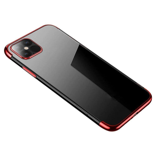 Clear Color Case Gel TPU Electroplating frame Cover for Samsung Galaxy S21+ 5G (S21 Plus 5G) red - TopMag
