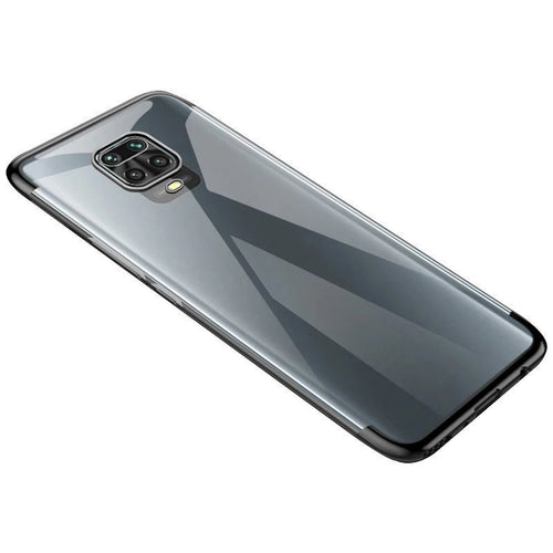 Clear Color Case Gel TPU Electroplating frame Cover for Motorola Moto G9 Play black - TopMag